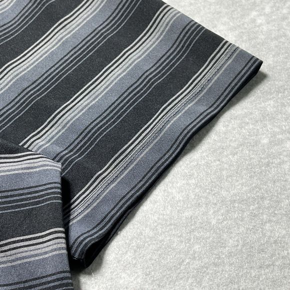 Under Armour Shirt Mens Size Large Gray Striped Short Sleeve Polo Shirt Collared - Picture 6 of 15